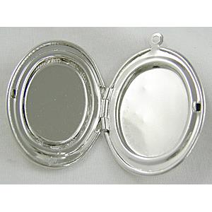 Necklace Photo Locket, Platinum Plated, copper